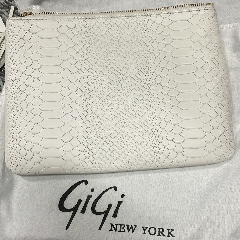 White Embossed Python Clutch. - image 5